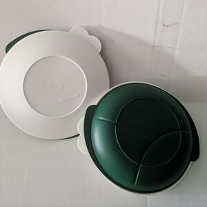 Tupperware Divided Containers with lids Green and white, set of 2